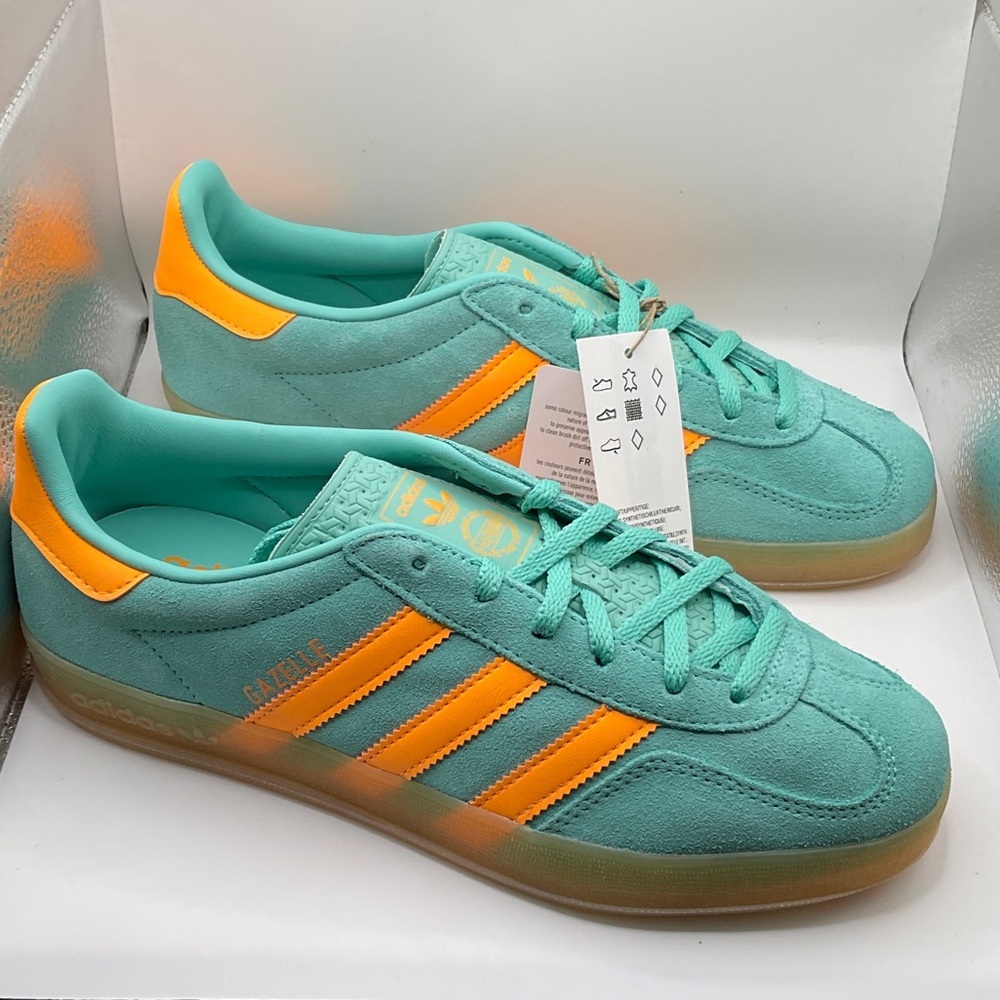 Adidas Women's NEW with Box Aqua and Orange Gazelle Athletic Shoes, Size 8 - Picture 4 of 7